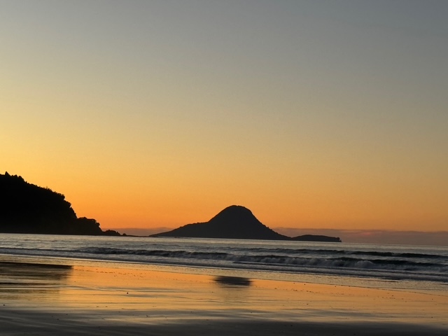 Sunset over the coast of Aotearoa New Zealand